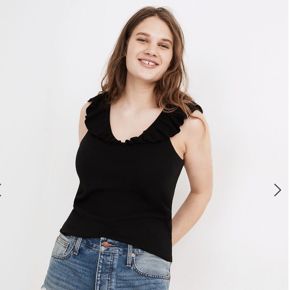 Madewell Belhaven Ruffle Sweater Tank Size Small